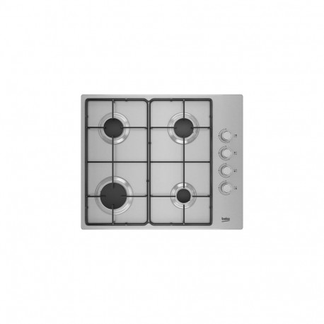 Beko HIBG64120SX 60cm Gas Hob with Side Knob Controls