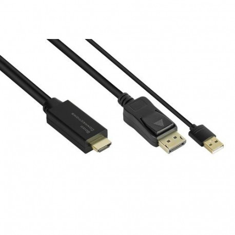 Alcasa HDMI-DP020 video cable adapter 2 m HDMI Type A (Standard) DisplayPort Black