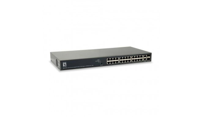 LevelOne TURING 26-Port Web Smart Gigabit PoE Switch, 24 PoE Outputs, 2 x SFP/RJ45 Combo, 185W, 802.
