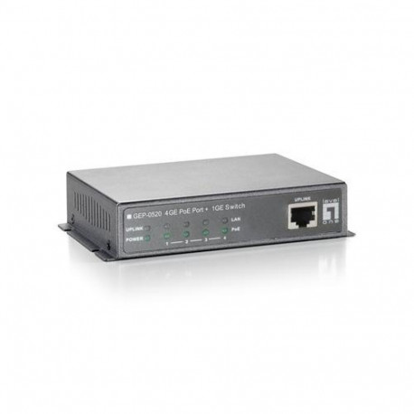 LevelOne 5-Port Gigabit PoE Switch, 61.6W, 802.3af PoE, 4 PoE Outputs, power adapter included