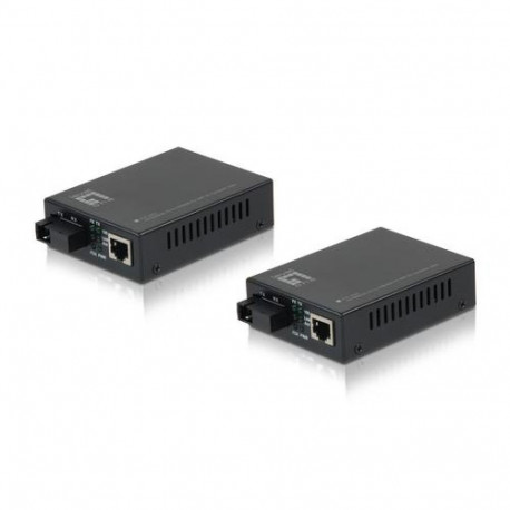 LevelOne RJ45 to SC BIDI Fast Ethernet Media Converter Set, Single-Mode Fiber, 20km