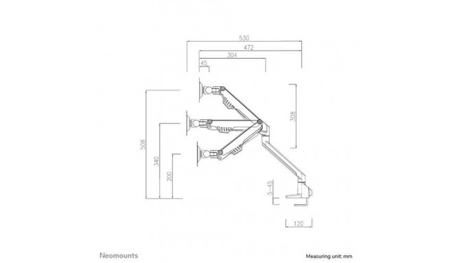 Neomounts FPMA-D750DWHITE2 Monitor arm 10-32&quot; - gas spring - Topfix - 180°-stop