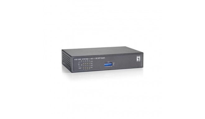 LevelOne 10-Port Fast Ethernet PoE Switch, 1 x Gigabit RJ45, 1 x Gigabit SFP, 8 PoE Outputs, 120W