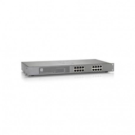 LevelOne 16-Port Fast Ethernet PoE Switch, 802.3at/af PoE, 500W