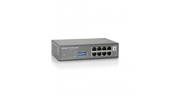 LevelOne 8-Port Fast Ethernet PoE Switch, 8 PoE Outputs, 90W