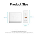 Vention 3-Port USB (C+C+A) GaN Charger (100W/100W/30W) EU-Plug White
