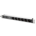 Digitus Socket strip with aluminum profile and surge protection, integrated line filter, 6 safety so
