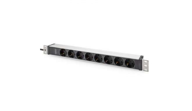 Digitus Socket Strip with Aluminum Profile, 8-way safety socket, 2 m cable, IEC C20 plug