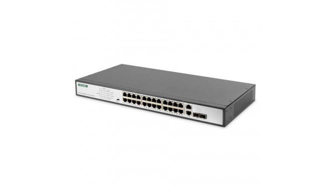 Digitus 24 Port Fast Ethernet PoE Switch, 19 Inch, Unmanaged, 2 Uplinks