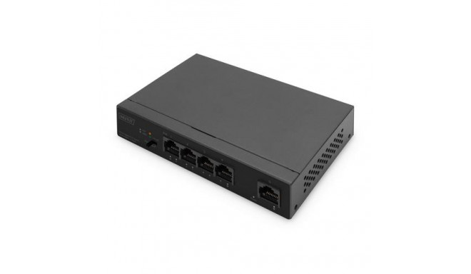 Digitus 4- Port Gigabit PoE Netzwerkswitch, Desktop, unmanaged, 1 Uplink Port RJ45, 60 W, af/at