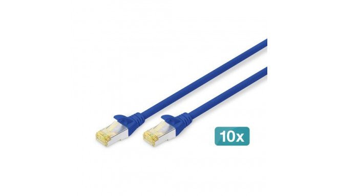 Digitus CAT 6A S/FTP Patch Cables, 0.25 m, Blue, 10-Pack