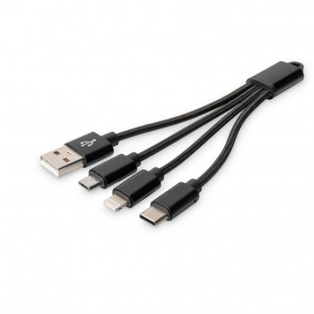 Digitus 3-in-1 USB charging cable, 0.15m