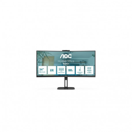 AOC V5 CU34V5CW computer monitor 86.4 cm (34") 3440 x 1440 pixels Wide Quad HD LED Black