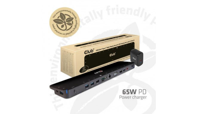 CLUB3D UNIVERSAL USB Gen1 Type-C Triple Display Dynamic PD Charging Dock with 65 Watt PS ( VGA, HDMI