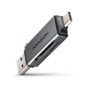 Axagon CRE-DAC USB-C+ USB-A 5 Gbps MINI 2-slot &amp; lun SD/microSD card reader USB 3.0 Type-A/T