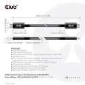 CLUB3D USB4 Gen3x2 Type-C Bi-Directional Cable 8K60Hz, Data 40Gbps, PD 240W(48V/5A) EPR M/M 2m / 6.5