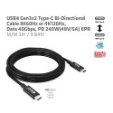 CLUB3D USB4 Gen3x2 Type-C Bi-Directional Cable 8K60Hz or 4K120Hz, Data 40Gbps, PD 240W(48V/5A) EPR M