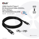 CLUB3D USB4 Gen2x2 Type-C Bi-Directional Cable 4K60Hz, Data 20Gbps, PD 240W(48V/5A) EPR M/M 2m