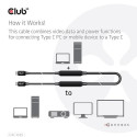 CLUB3D USB 3.2 Gen2 Type C to C Active Bi-directional Cable 8K60Hz M/M 5m/16.4ft