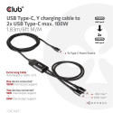 CLUB3D USB Type-C, Y charging cable to 2x USB Type-C max. 100W, 1.83m/6ft M/M