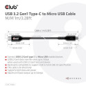 CLUB3D USB 3.2 Gen1 Type-C to Micro USB Cable M/M 1m /3.28ft