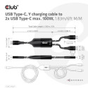 CLUB3D USB Type-C, Y charging cable to 2x USB Type-C max. 100W, 1.83m/6ft M/M