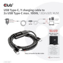 CLUB3D USB Type-C, Y charging cable to 2x USB Type-C max. 100W, 1.83m/6ft M/M