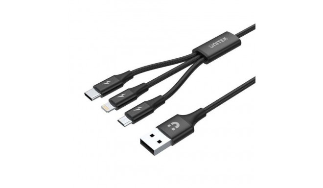 UNITEK C14049BK USB cable 1.2 m USB 2.0 USB C Micro-USB B/Lightning Black