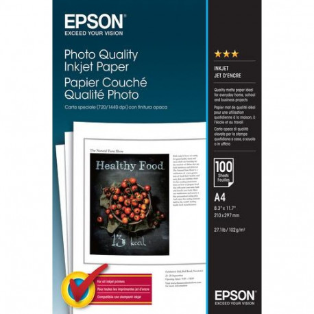 Epson A4 Photo Quality Inkjet Paper 102gsm, 100 sheets