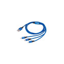 Akyga AK-USB-27 USB cable 1.2 m USB A USB C/Lightning Blue