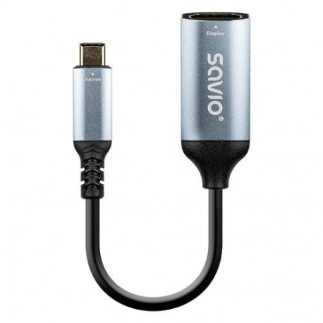 Savio AK-78 video cable adapter 0.015 m USB Type-C HDMI Black, Silver