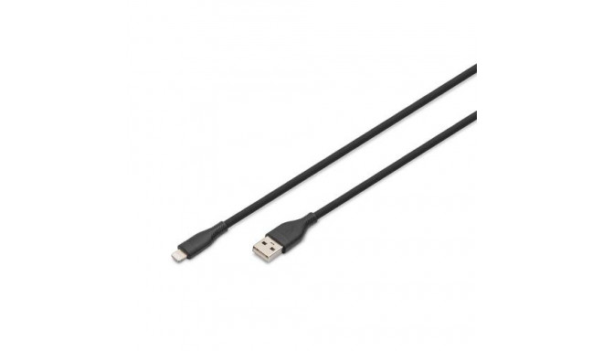 Digitus Lightning silicone connection cable, USB-A - Lightning 0.5m, black