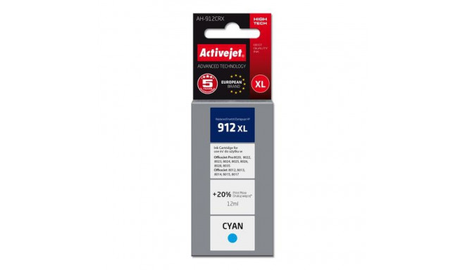 Activejet AH-912CRX ink for HP printers, Replacement HP 912XL 3YL81AE; Premium; 990 pages; blue