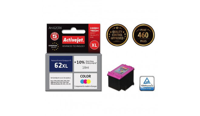 Activejet AH-62CRX ink (replacement for HP 62XL C2P07AE; Premium; 18 ml; color)