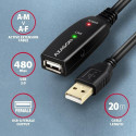 Axagon ADR-220 USB 2.0 A-M -&gt; A-F active extension/repeater cable 20m - Kabel - Digital/Daten