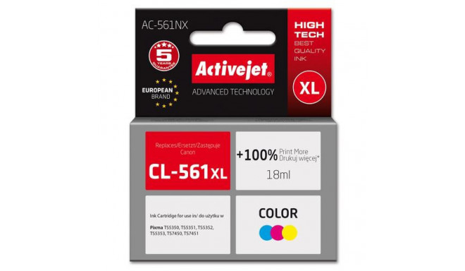 Activejet AC-561NX Printer Ink for Brother, Replacement Canon CL-561XL; Supreme; 18 ml; Color