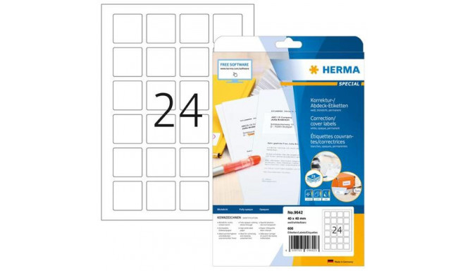 HERMA QR code labels A4 40x40 mm square white paper matt opaque 600 pcs.