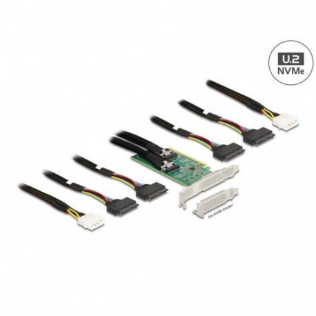 DeLOCK PCI Express 4.0 x16 Card to 4 x SFF-8639 NVMe - Bifurcation - Low Profile Form Factor