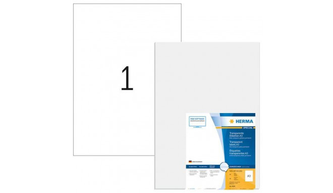 HERMA A3 labels transparent crystal-clear 297x420 mm transparent clear film glossy 50 pcs.