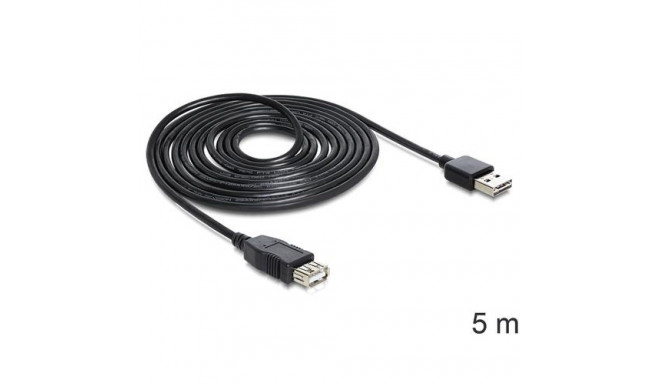 DeLOCK EASY-USB 2.0-A - USB 2.0-A, 5m USB cable USB A Black