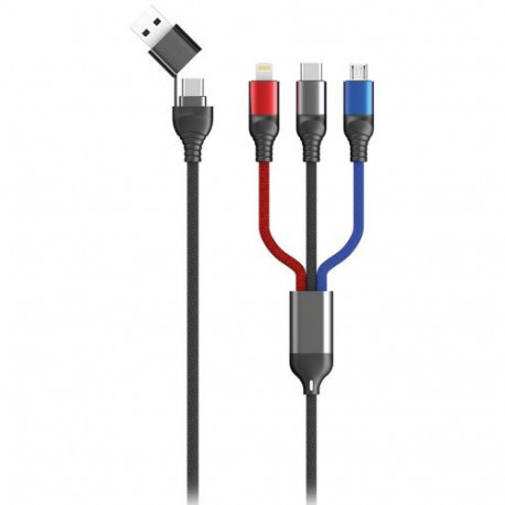 2GO 797361 USB cable 1.2 m USB A/USB C USB C/Micro-USB B/Lightning Black, Blue, Grey, Red