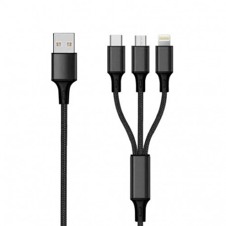 2GO 797153 USB cable 1.5 m USB B USB C/Micro-USB B/Lightning Black