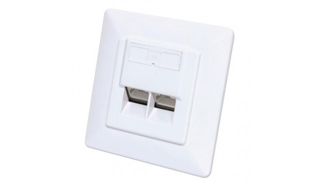 Intellinet 2-Port Cat6 10G Shielded RJ45 Wall Plate Flush Mount with Faceplate, STP, Signal White RA