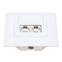 Intellinet 2-Port Cat6 10G Shielded RJ45 Wall Plate Flush Mount with Faceplate, STP, Signal White RA