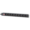 Intellinet 19" 1U Rackmount 9-Way EU 2-pin (CEE 7/3) PDU, 16A, On/Off, Built in 2m EU 2-pin