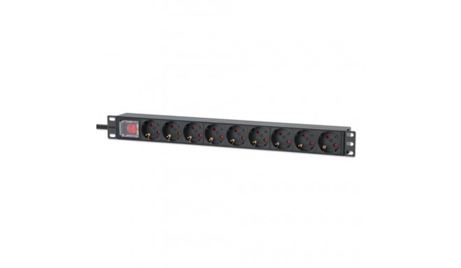 Intellinet 19" 1U Rackmount 9-Output Power Distribution Unit (PDU), EU CEE 7/3 Outlets, Bui