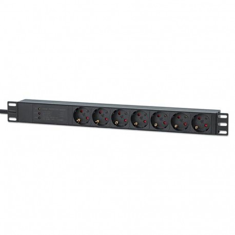 Intellinet 19" 1U Rackmount 7-Way EU 2-pin (CEE 7/3) PDU with Surge Protection, 16A, On/Off