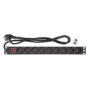 Intellinet 19&quot; 1U Rackmount 9-Way EU 2-pin (CEE 7/3) PDU, 16A, On/Off, Built in 2m EU 2-pin