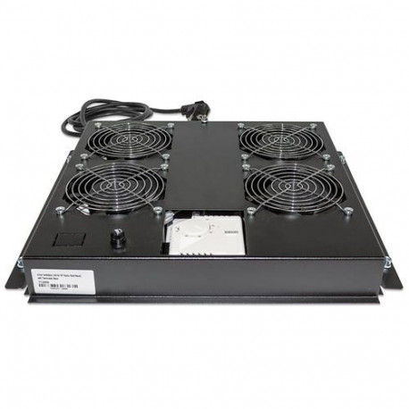 Intellinet 4-Fan Ventilation Unit for 19" Racks, Roof Mount, with Thermostat, Black