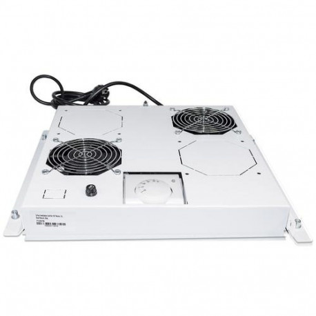 Intellinet 2-Fan Ventilation Unit for 19" Racks, Roof Mount, with Thermostat, Grey
